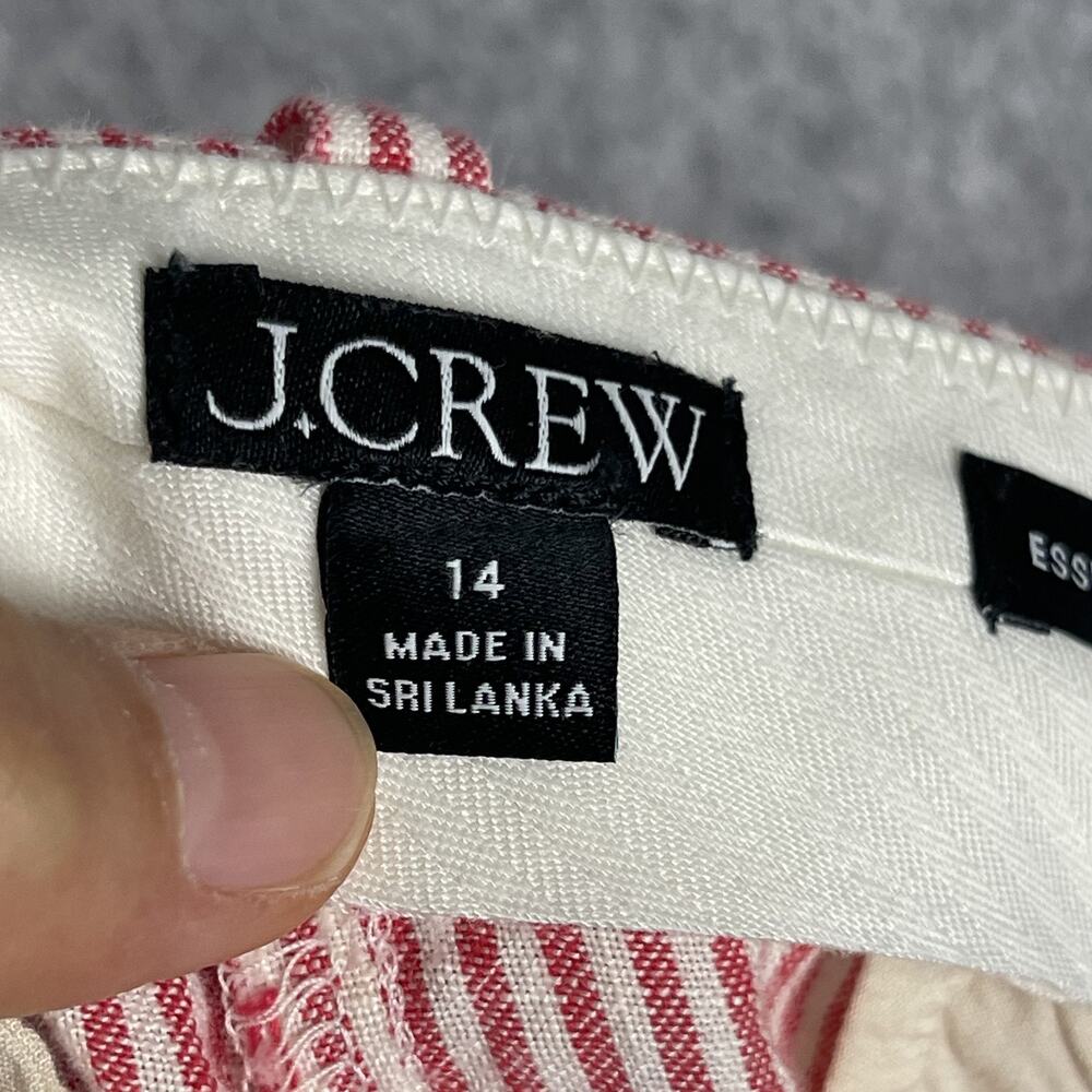 J.Crew Essential Wide Leg Linen Pant Womens 14 Red Striped Trouser High Rise - Picture 12 of 16